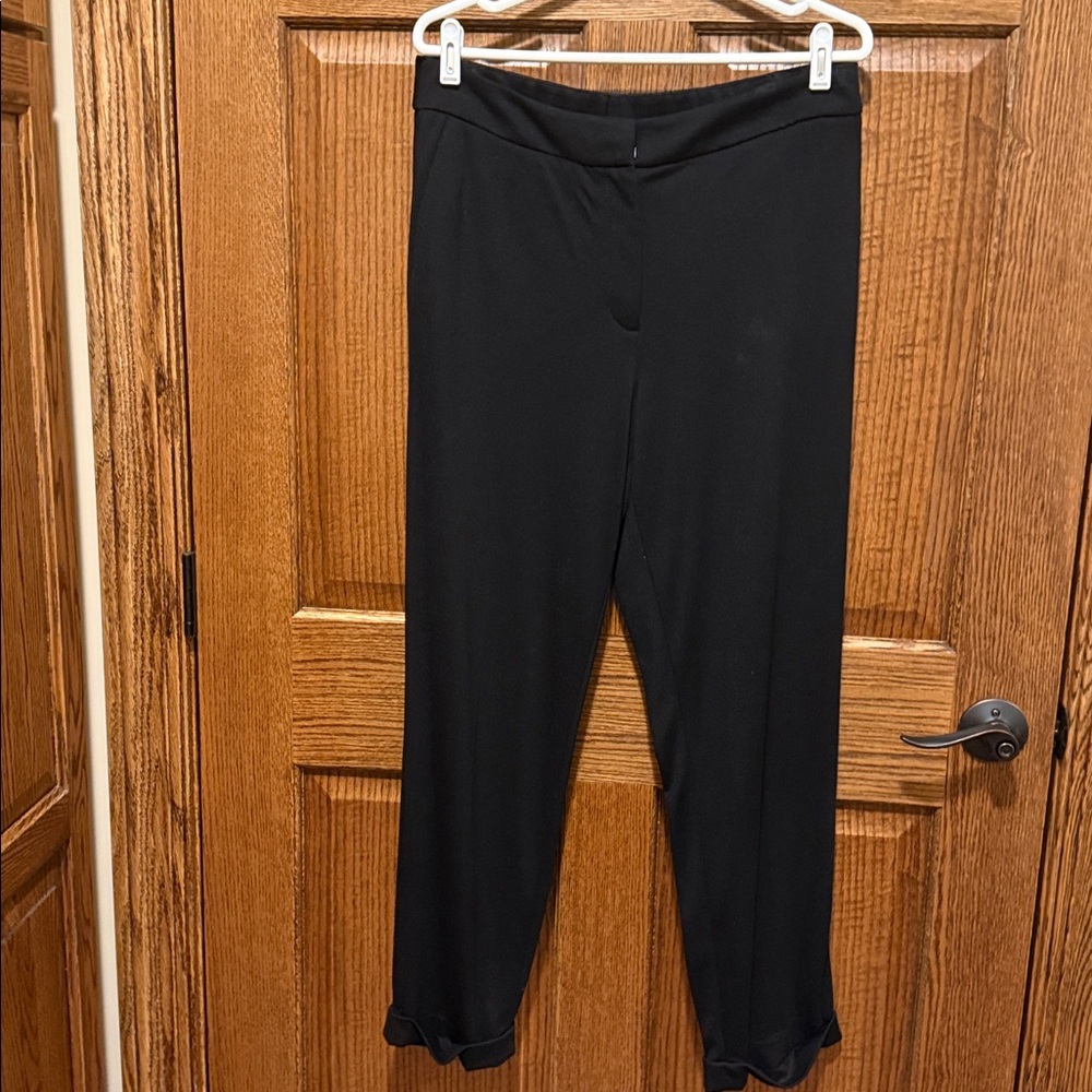 Talbots Black Cuffed Stretch Trousers Large NWT
